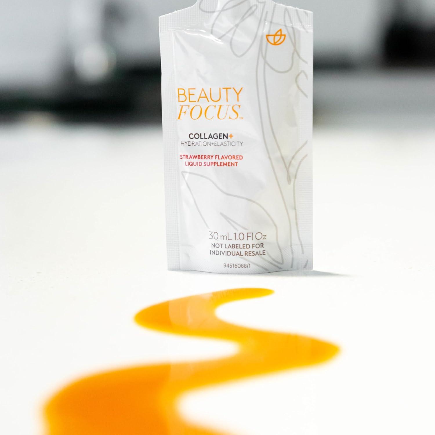 imageBeauty Focus Collagen Plus  Strawberry Flavor  Bioactive Collagen Peptides  Supports Skin Hydration ampamp Elasticity  Convenient 30mL Pouches for Daily Use