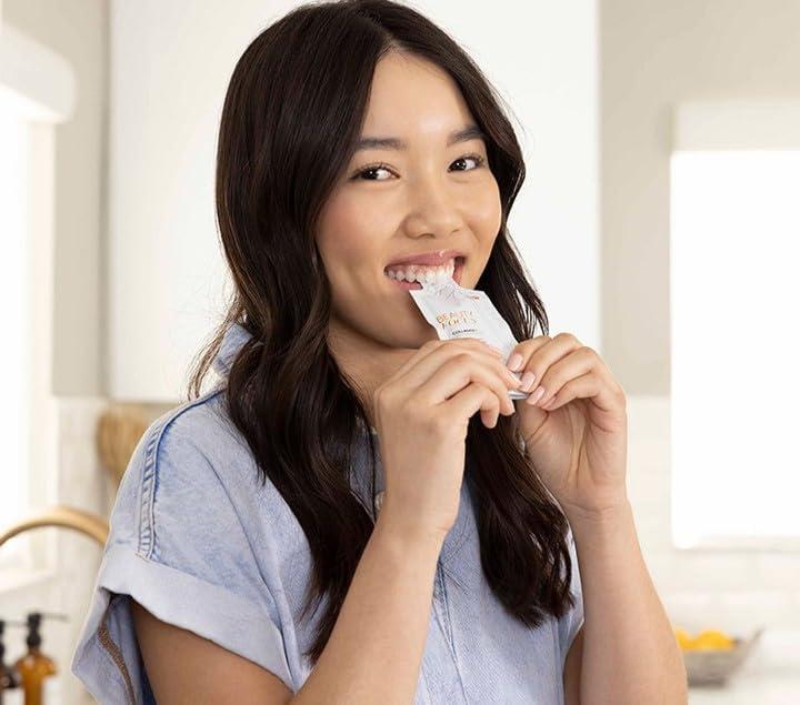 imageBeauty Focus Collagen Plus  Strawberry Flavor  Bioactive Collagen Peptides  Supports Skin Hydration ampamp Elasticity  Convenient 30mL Pouches for Daily Use