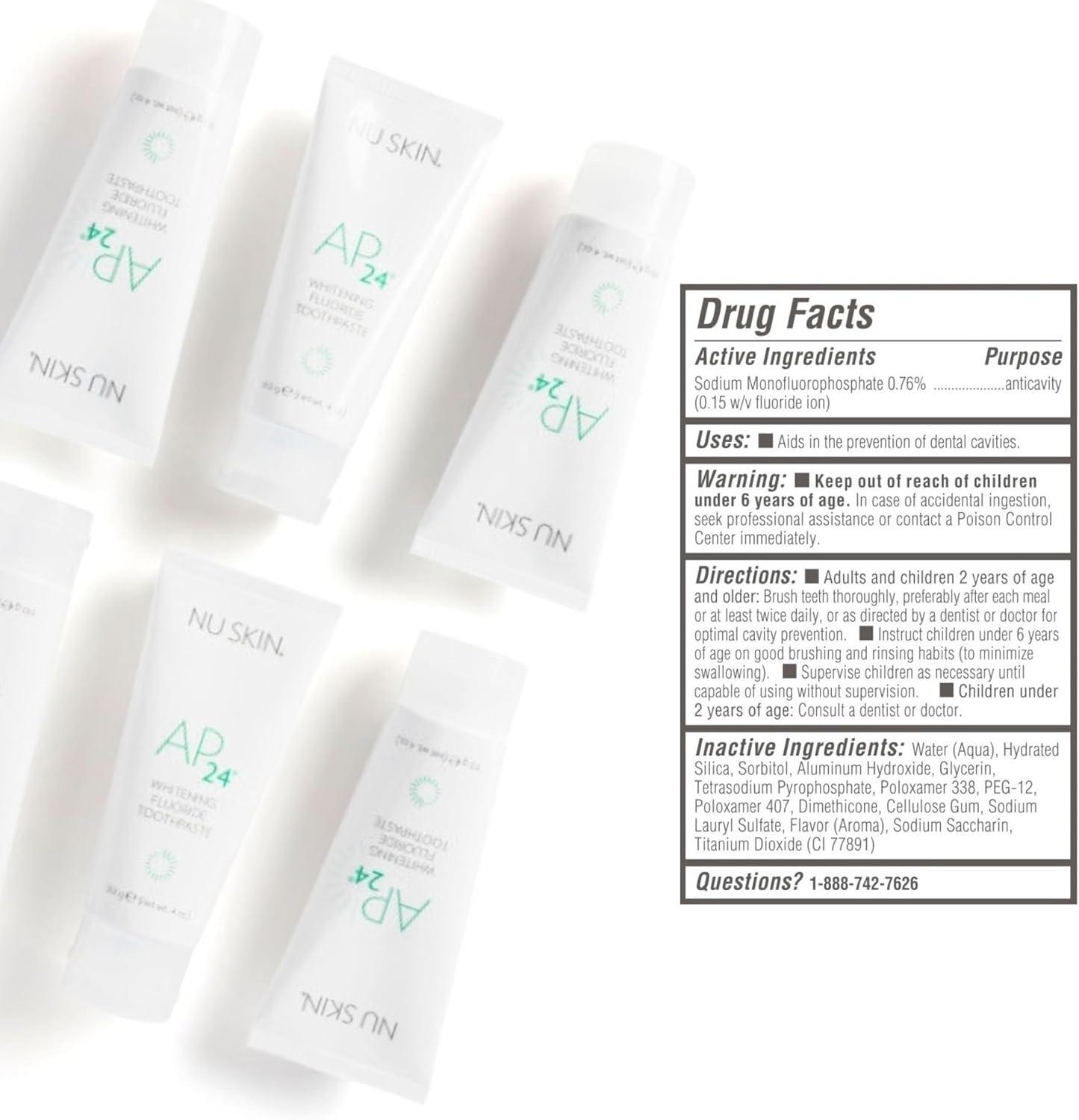 imageNu Skin AP 24 Whitening Fluoride Toothpaste  AP 24 Blend  Vanilla Mint Flavor  Brightens Teeth  Removes Surface Stains  Prevents Dental Cavities ampamp Plaque  EnamelSafe  4 oz  1 PackFluoride