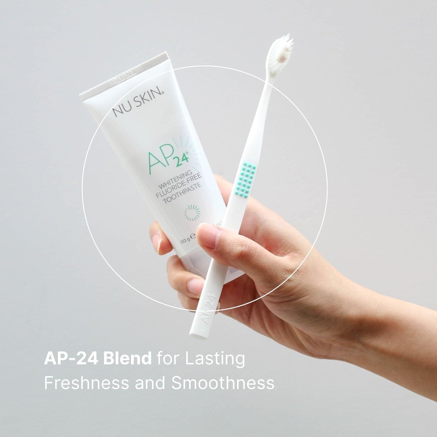 imageNu Skin AP 24 Whitening Fluoride Toothpaste  AP 24 Blend  Vanilla Mint Flavor  Brightens Teeth  Removes Surface Stains  Prevents Dental Cavities ampamp Plaque  EnamelSafe  4 oz  1 PackFluorideFree