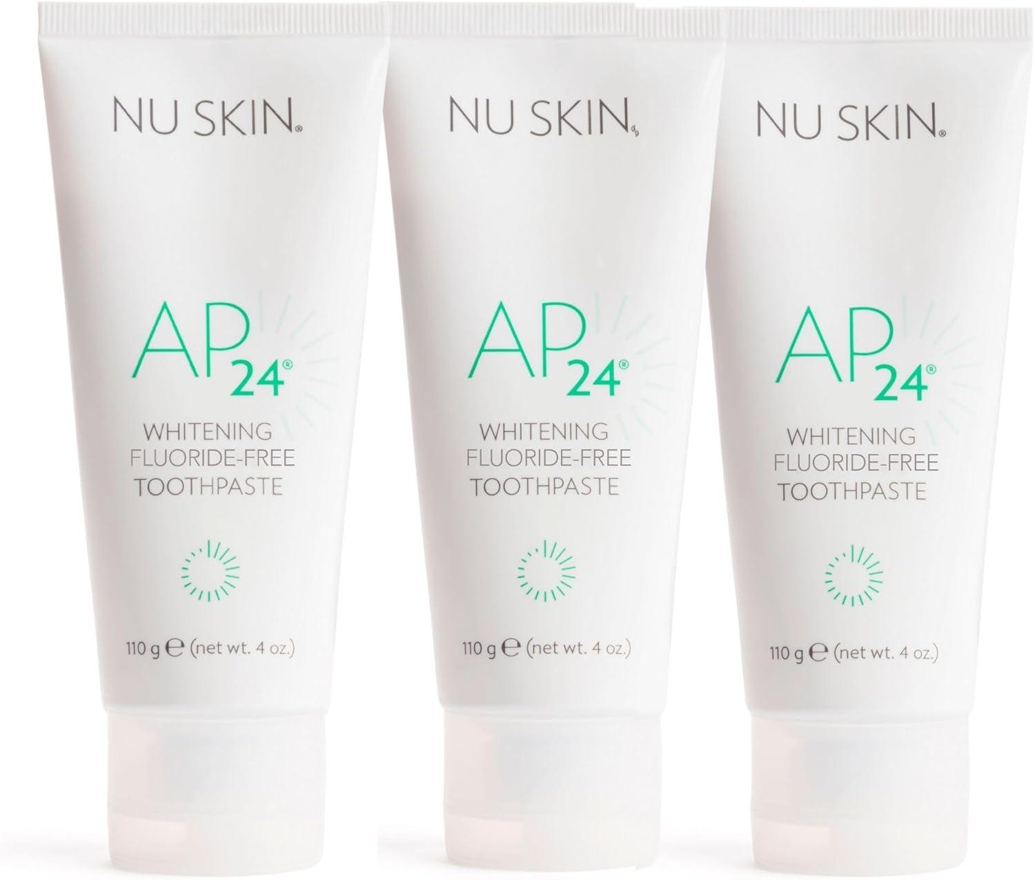 imageNu Skin AP 24 Whitening Fluoride Toothpaste  AP 24 Blend  Vanilla Mint Flavor  Brightens Teeth  Removes Surface Stains  Prevents Dental Cavities ampamp Plaque  EnamelSafe  4 oz  1 PackFluorideFree