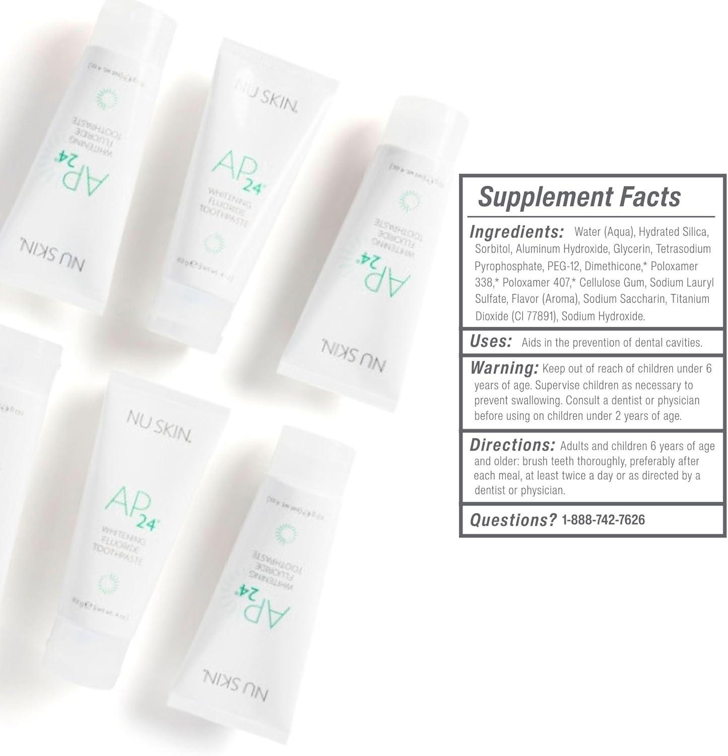 imageNu Skin AP 24 Whitening Fluoride Toothpaste  AP 24 Blend  Vanilla Mint Flavor  Brightens Teeth  Removes Surface Stains  Prevents Dental Cavities ampamp Plaque  EnamelSafe  4 oz  1 PackFluorideFree