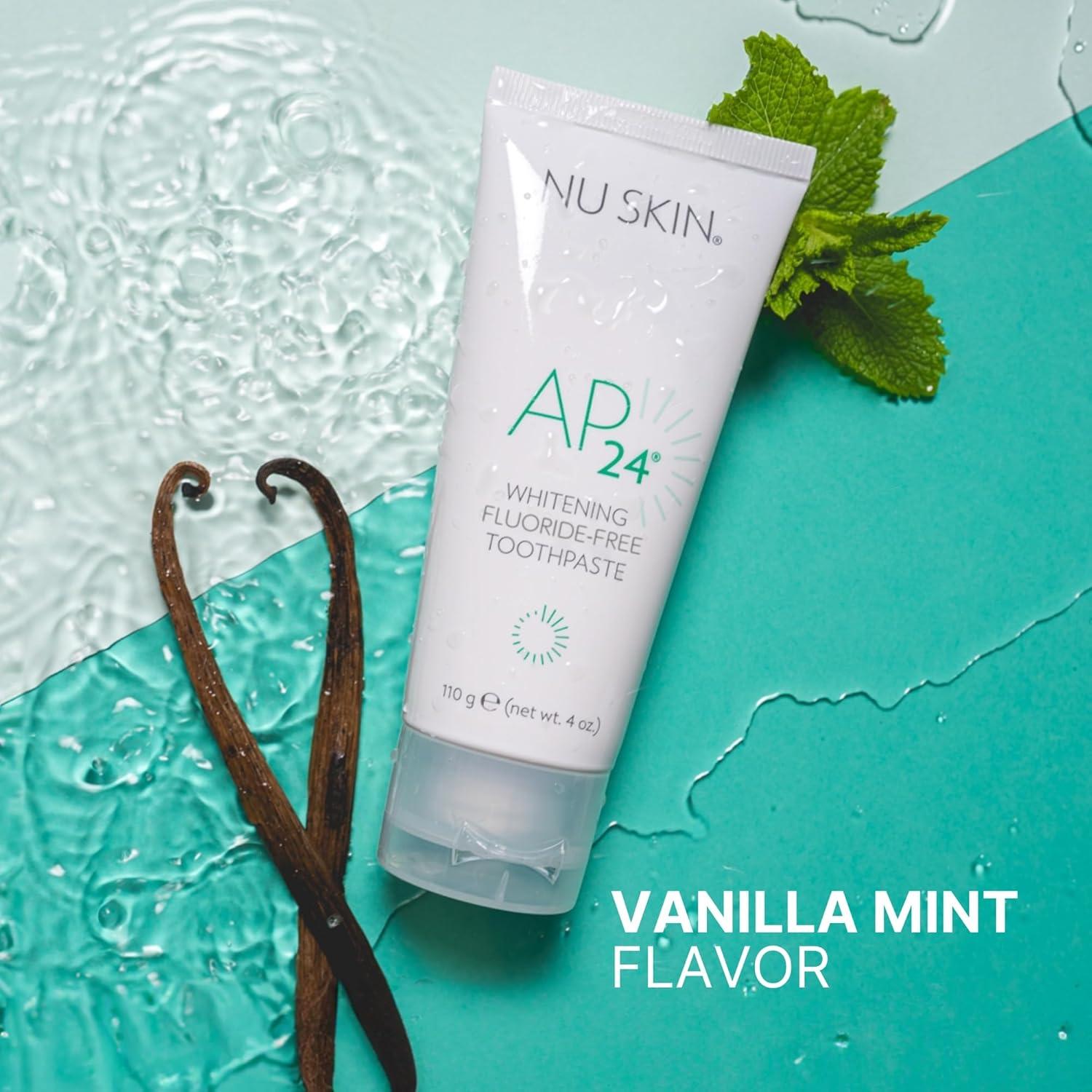 imageNu Skin AP 24 Whitening Fluoride Toothpaste  AP 24 Blend  Vanilla Mint Flavor  Brightens Teeth  Removes Surface Stains  Prevents Dental Cavities ampamp Plaque  EnamelSafe  4 oz  1 PackFluorideFree