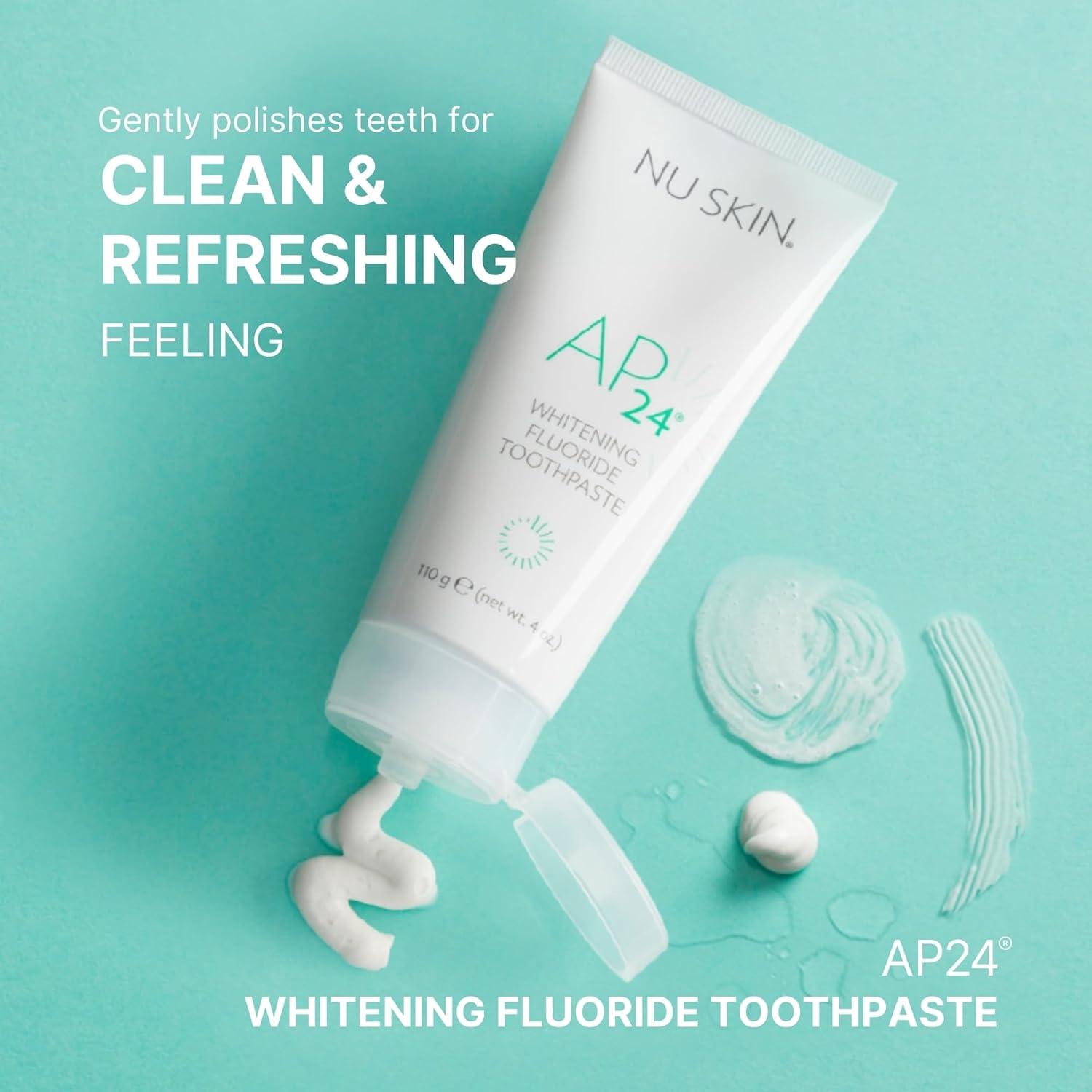 imageNu Skin AP 24 Whitening Fluoride Toothpaste  AP 24 Blend  Vanilla Mint Flavor  Brightens Teeth  Removes Surface Stains  Prevents Dental Cavities ampamp Plaque  EnamelSafe  4 oz  1 PackFluoride