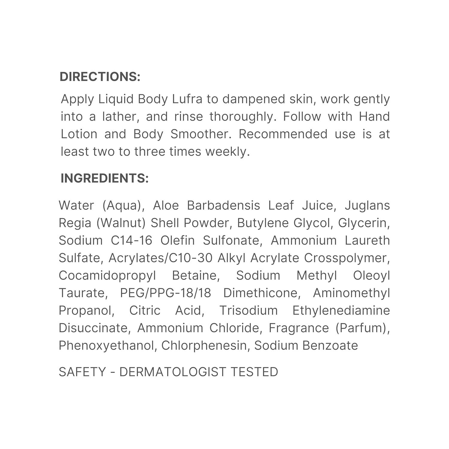 imageNu Skin Liquid Body Lufra  Exfoliating and Face Moisturizer Body Wash For Skin Care  With Ground Walnut Shells Aloe Vera Glycerin  Wet skin with Waterwork into latherrinse  84 Fl Oz  1 Pack845 Fl Oz Pack of 1