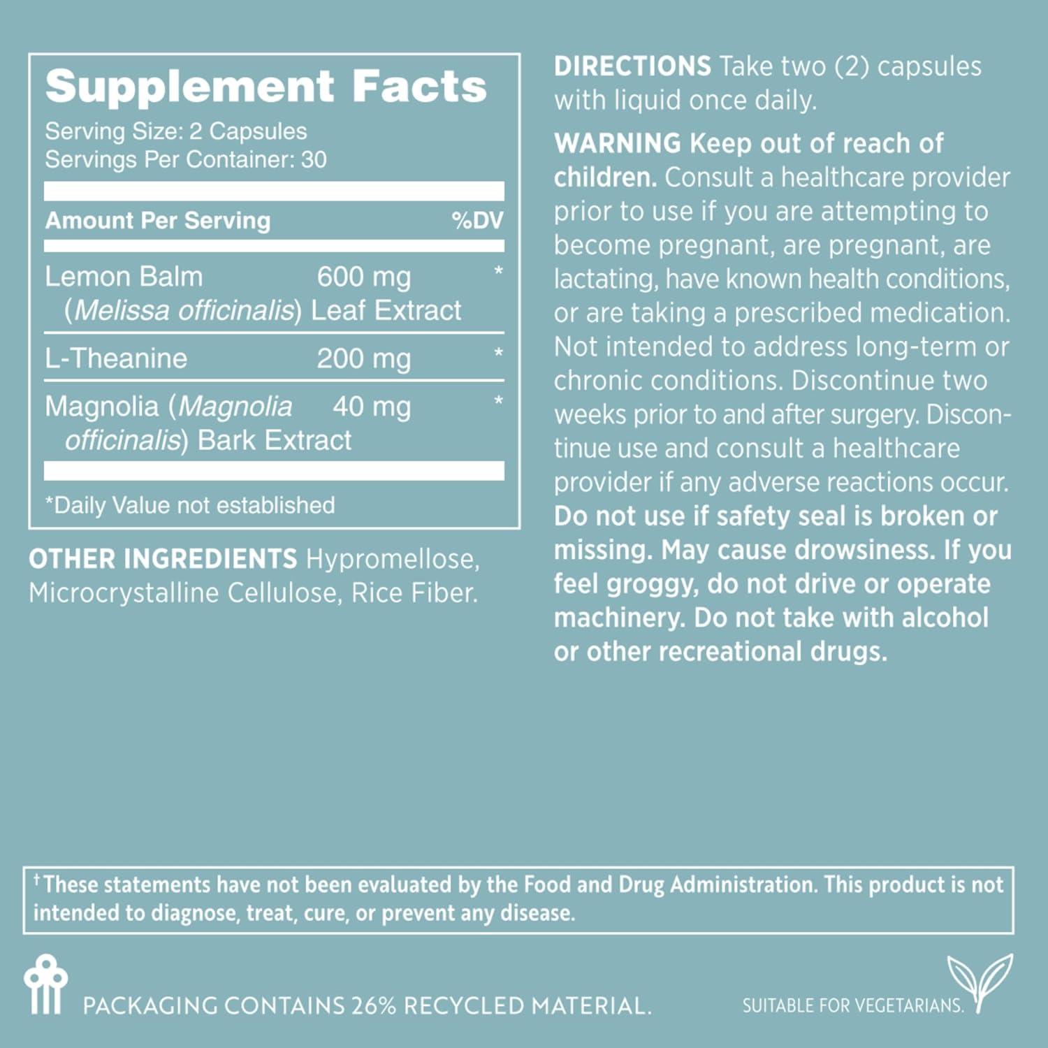 imageNu Skin MYND360 Feel Calm with LTheanine  60 Capsules  Supports Relaxation ampamp Calm Mindset  LTheanine 200mg Lemon Balm Leaf ampamp Magnolia Bark Extract  Calm Aid for Daily Wellness  Vegetarian