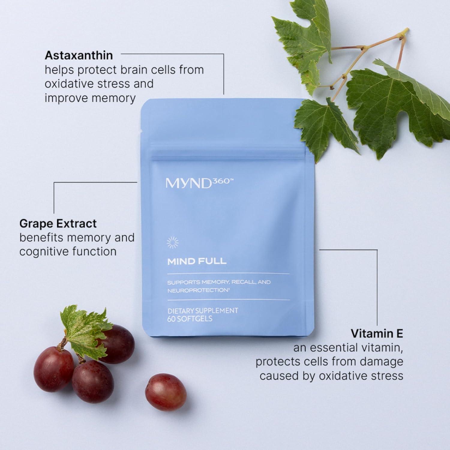 imageNu Skin MYND360 Mind Full  60 Softgels  Supports Memory with Vitamin E Astaxanthin and Grape Extract  Powerful Antioxidants ampamp Brain Support Supplement for Memory Recall
