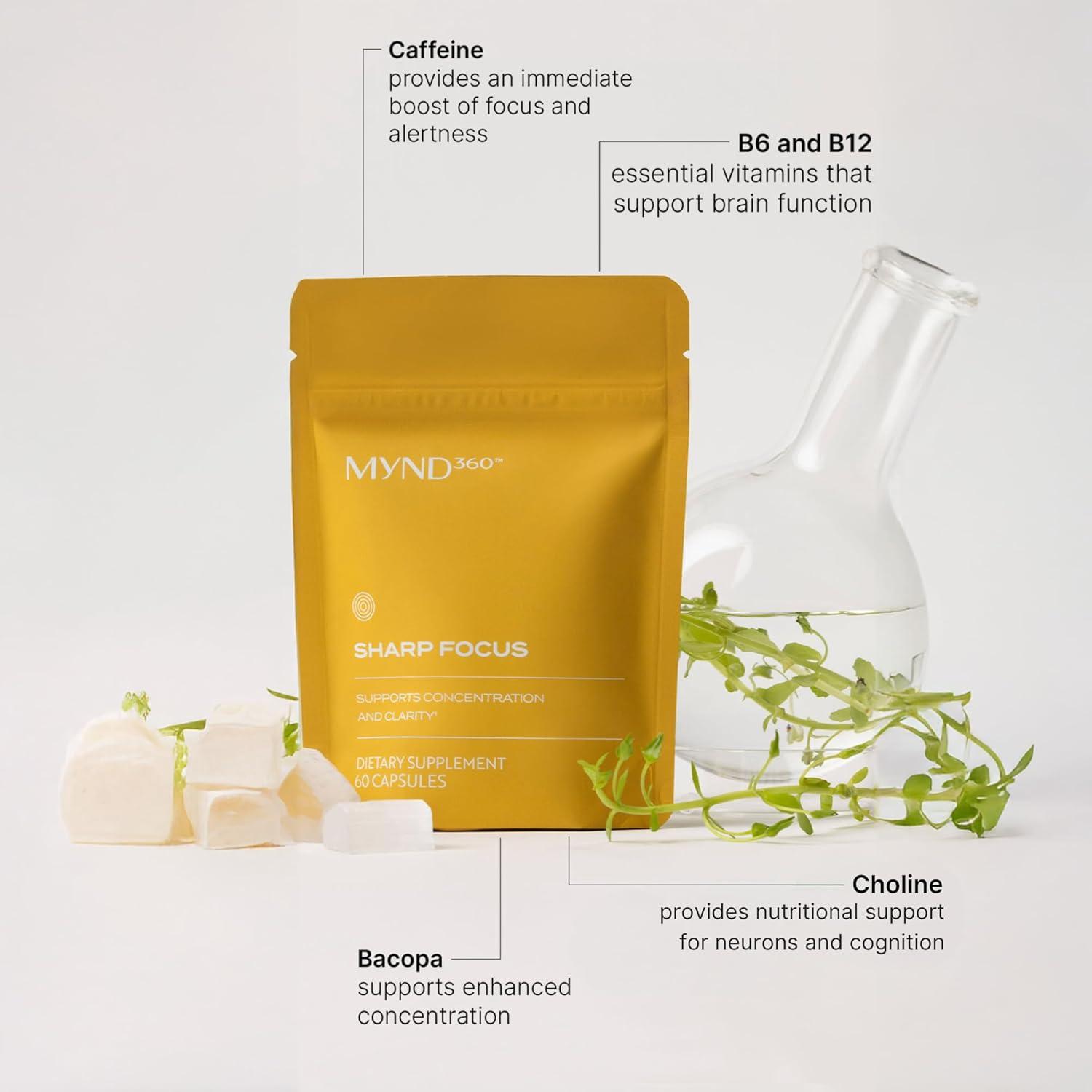 imageNu Skin MYND360 Sharp Focus  60 Capsules  Vitamin B12 ampamp Vitamin B6 for Memory Focus and Clarity  Caffeine Infused Brain Health Supplement  Safe Daily Vitamin B Support for Boosted Concentration