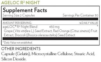 imageNu Skin ageLOC R2 Night Blend  Renewal ampamp Energy Supplement  Cellular Detox ampamp Mental Clarity  Dietary Broccoli Seed Extract  Resets Young Gene Clusters  60 Capsules