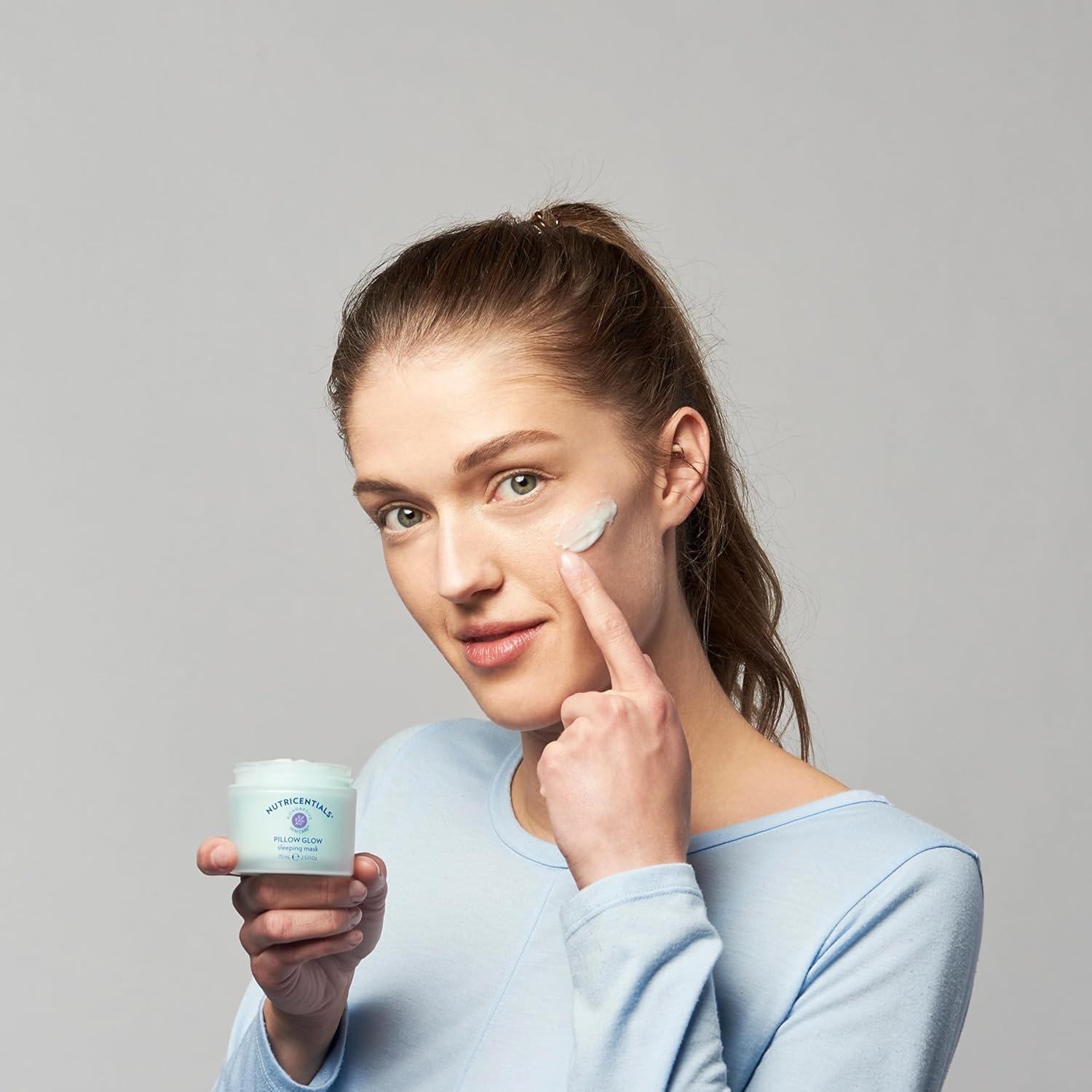 imageNuSkin NUTRICENTIALS Pillow Glow Sleeping Mask  Overnight Hydration  Bioadaptive Botanical Complex  Red Algae  Apple Extract  Deep Sea Water  Skin Glowing ampamp Pore Minimizing  25 Fl Oz  1 Pack25 Fl Oz Pack of 1