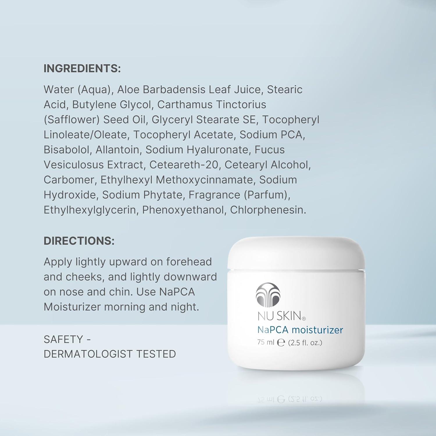 imageNuSkin NaPCA Moisturizer  Hydrating ampamp Soothing Moisturizer with Vitamin E ampamp Aloe Vera  NonGreasy Formula for All Skin Types  Locks in Moisture for AllDay Hydration  25 fl oz  1 Pack25 Fl Oz Pack of 2