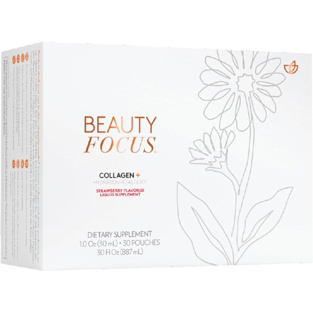 imageBeauty Focus Collagen Plus  Strawberry Flavor  Bioactive Collagen Peptides  Supports Skin Hydration ampamp Elasticity  Convenient 30mL Pouches for Daily Use